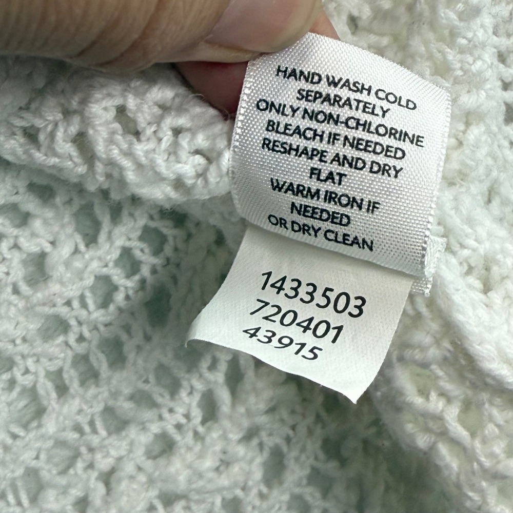 Pure Jill Cotton Knit Hoodie Sweater V Neck Long Sleeve Casual White Size M READ - Picture 7 of 10